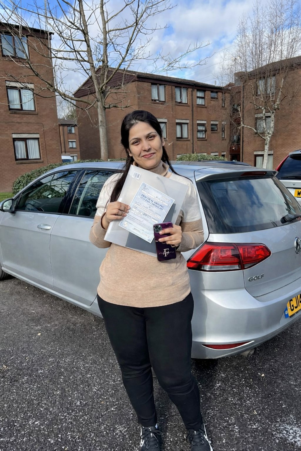 Cars Driving School student celebrating a practical driving test pass