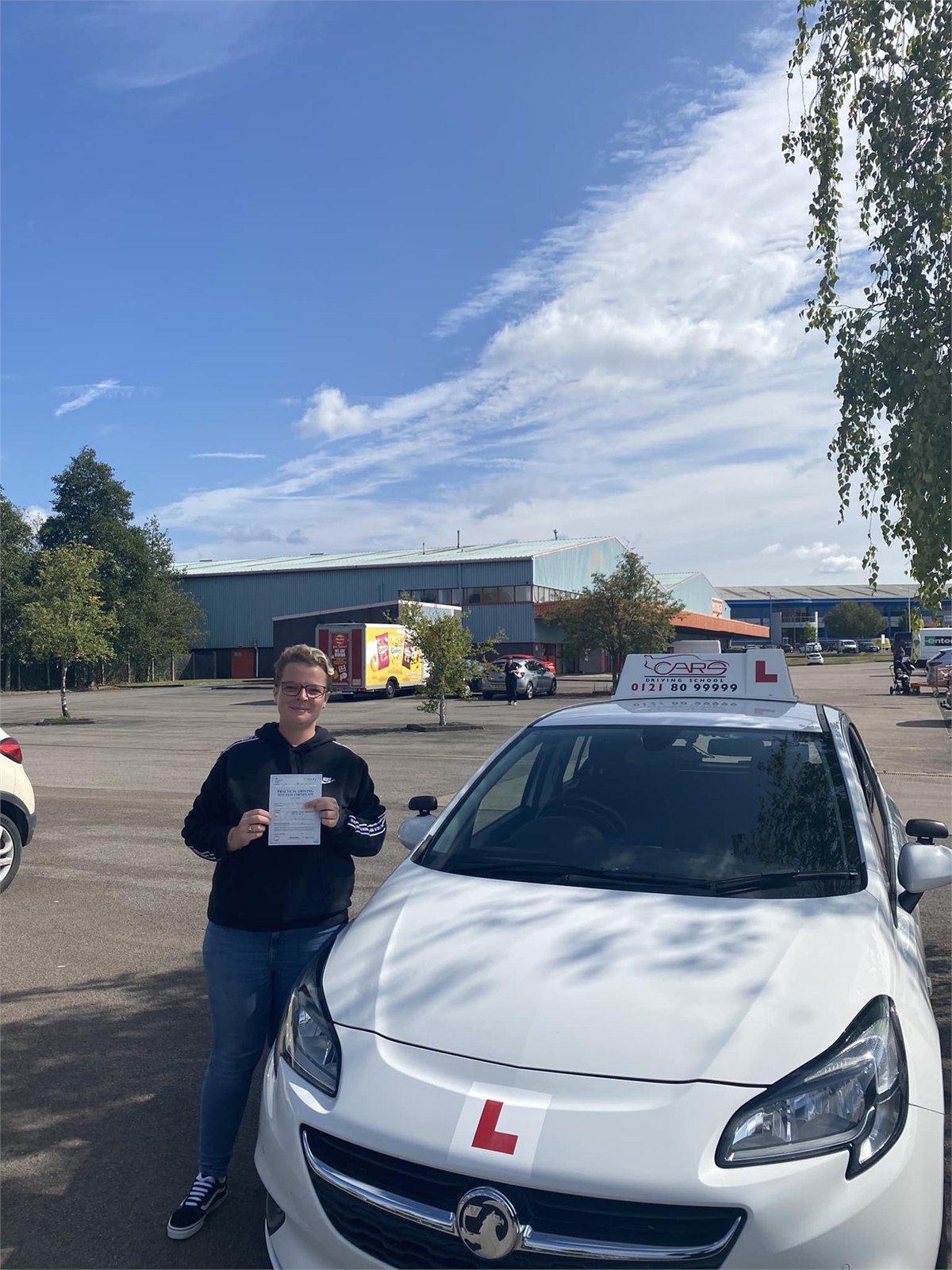 Cars Driving School student celebrating a practical driving test pass