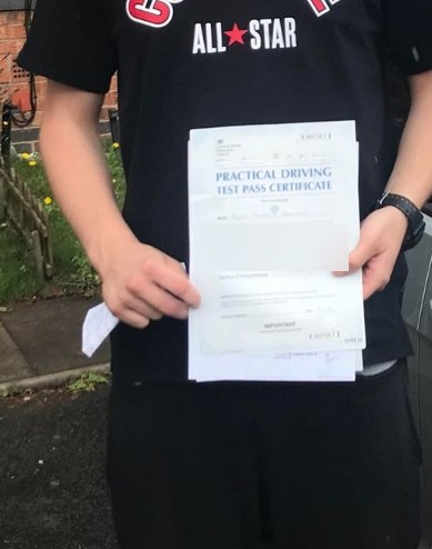 Cars Driving School student celebrating a practical driving test pass